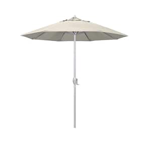 7.5 ft. Matted White Aluminum Market Patio Umbrella Auto Tilt in Antique Beige Sunbrella