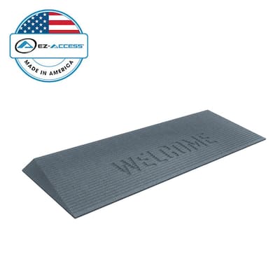 TRANSITIONS 14 in. L x 40 in. W x 1.5 in. H Angled Entry Door Threshold Welcome Mat, Grey, Rubber