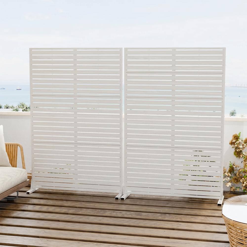 72 in. H x 47 in. W White Rust-Free HDPE Freestanding Outdoor Privacy Screen Patio Garden Fence Panel (Set of 2) price history on PriceWatchPro