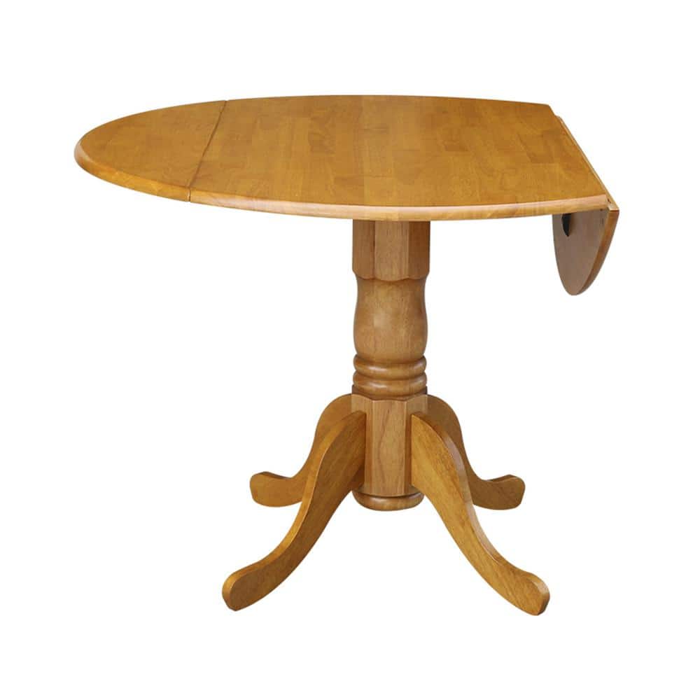 Contemporary 44.5" Round Oak Wood Extendable Dining Table