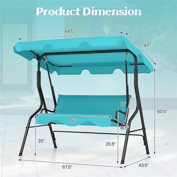 Costway 3 Seats Canopy Patio Swing Glider Hammock Cushioned