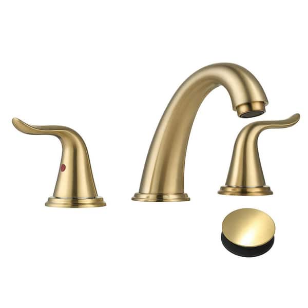 8 in. Widespread Double Handle Bathroom Sink Faucet in Gold
