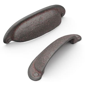 Refined Rustic 3 in. (76 mm) and 3-3/4 in. (96 mm) Rustic Iron Cup Pull (10-Pack)