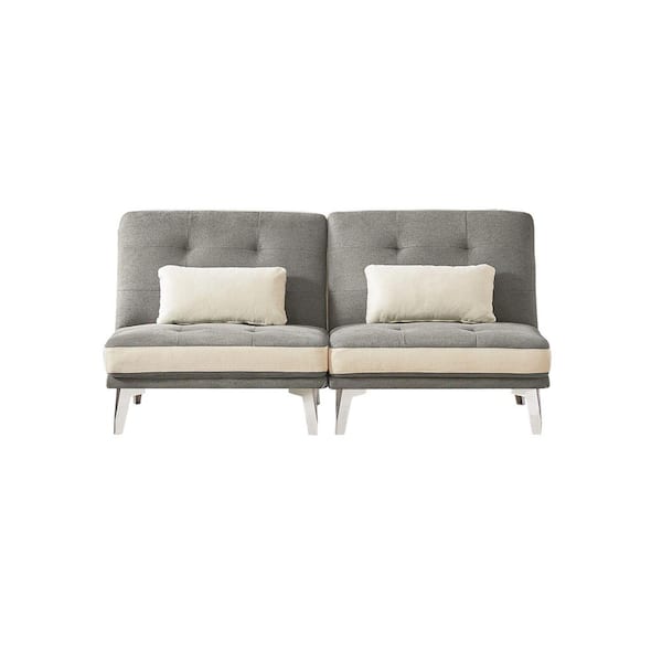 Unbranded 73" Light Brown Fabric Modular Sectional Convertible Sofa Bed for Living Room