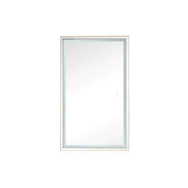 Unbranded 36 in. W x 72 in. H Rectangular Framed Wall Mounted Bathroom Vanity Mirror LED Lighted with High Lumen in Gold