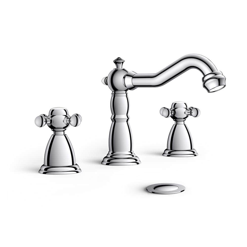 8 in. Widespread Double Handle Bathroom Faucet with Pop Up Drain in Chrome price history on PriceWatchPro