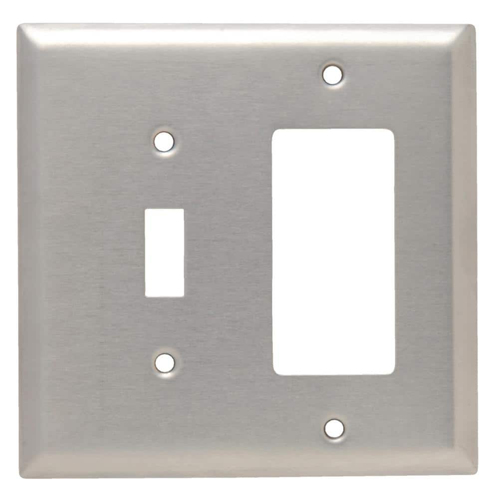 Legrand Pass Seymour 302 304 S S 2 Gang 1 Toggle 1 Decorator Rocker   Stainless Steel Legrand Combination Wall Plates Ssj126 64 1000 