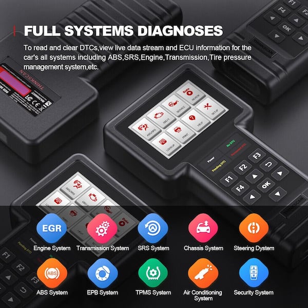 Thinkscan 650 Scanner, for ECM TCM ABS SRS Systems. EOBD/OBD2 10 Mode Diagnostics, Data Stream with Lifetime Free Update