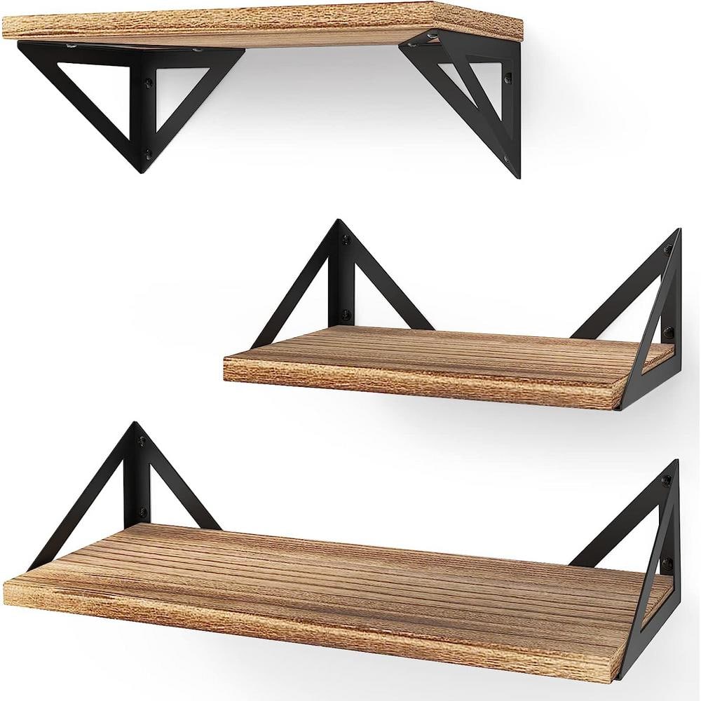 Dyiom 16 in. W 16 in. H x 5.9 in. D Bamboo Square Bathroom Organizer Shelves Adjustable 3-Tiers Floating Shelf in Golden