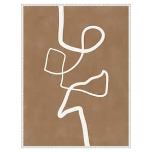 "Brown Single Line Artwork" by Elena Ristova 1 Piece Floater Frame Giclee Abstract Canvas Art Print 42 in. x 32 in .