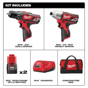 M12 12V Lithium-Ion Cordless Drill Driver/Impact Driver Combo Kit (2-Tool) w/PACKOUT Customizable Tool Box