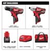 M12 12V Lithium-Ion Cordless Drill Driver/Impact Driver Combo Kit with Two 1.5Ah Batteries, Charger and Bag (2-Tool)