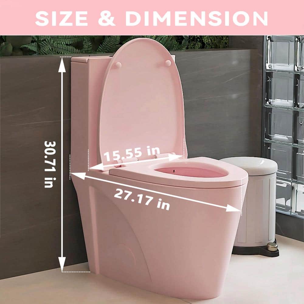 Matte Pink Elongated Dual Flush One-Piece Toilet