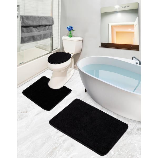 3pcs/set Memory Foam Stripe Bathroom Mat Set Including Non-slip Absorbent Bath  Mat And Soft Quick-dry Bathroom Rug