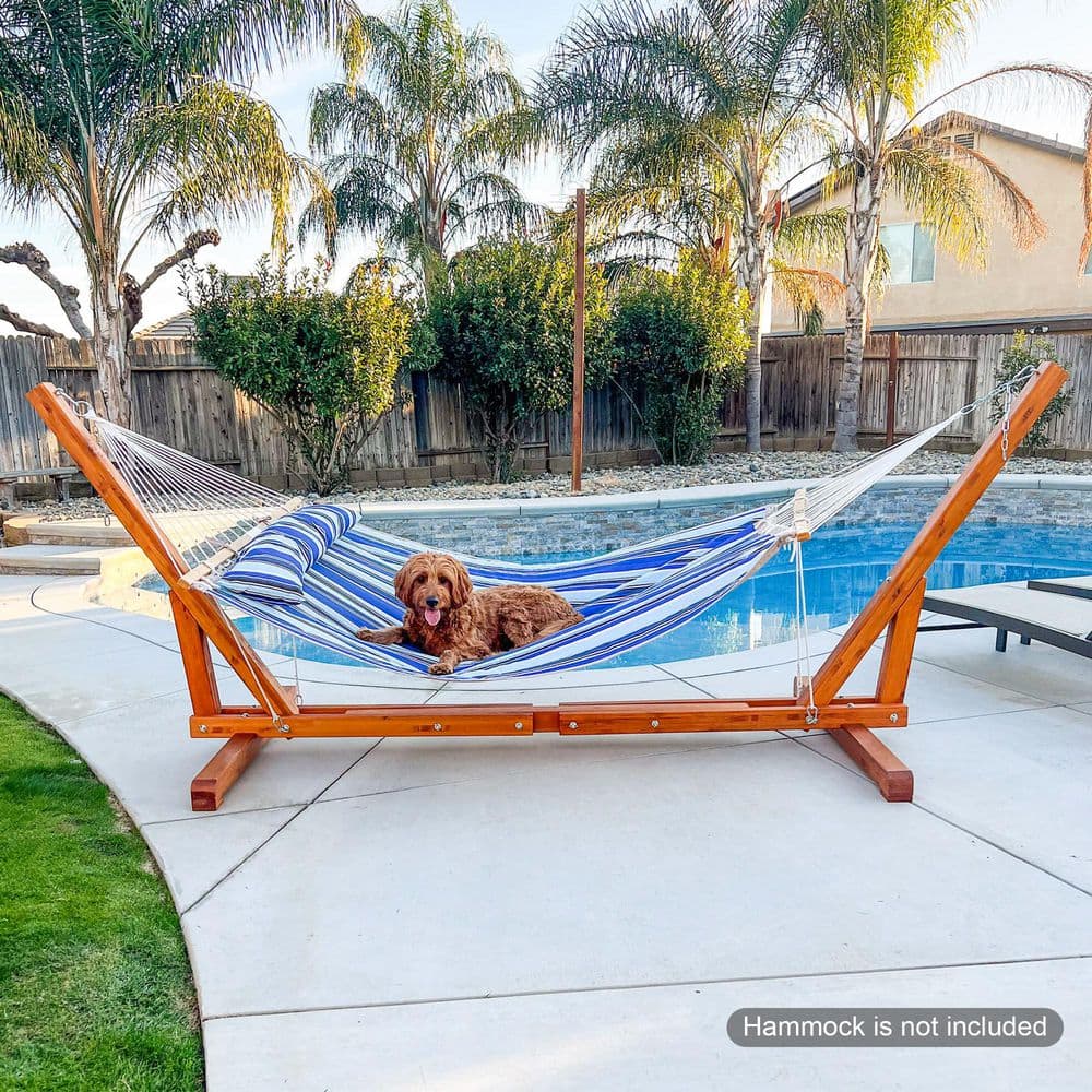 Atesun Adjustable 12 ft. Wooden Hammock Stand Only DH003 - The