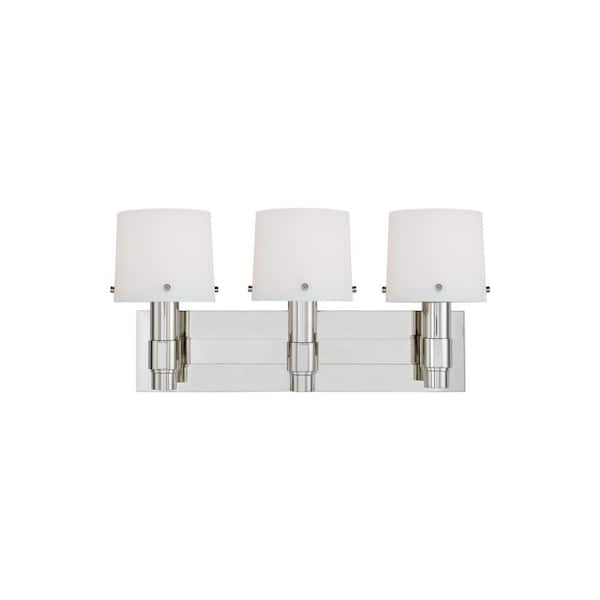 Generation Lighting Palma 22.375 in. 3-Light Polished Nickel Vanity Light with Glass Shades