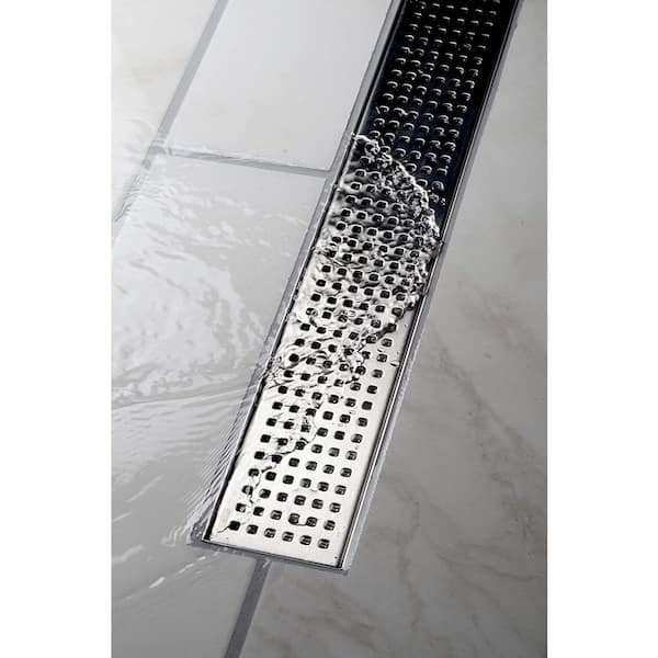 Designline 36 in. Stainless Steel Linear Shower Drain with Square Pattern  Drain Cover