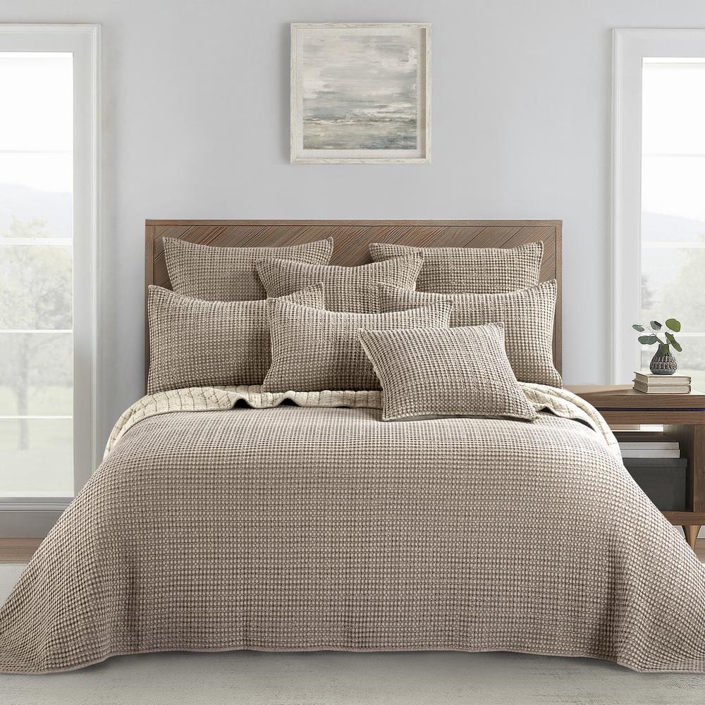 LEVTEX HOME Mills Waffle 3-Piece Taupe Textured Cotton King