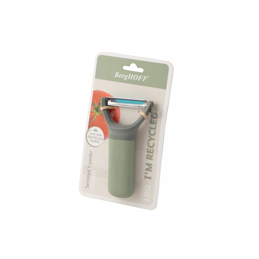 5" Green Stainless Steel Serrated Y-Peeler with Recycled Handle