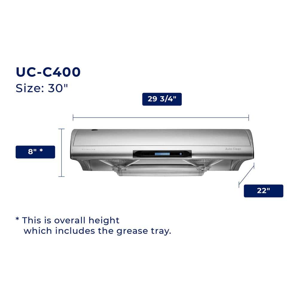 Hauslane 30" Stainless Steel Convertible Under Cabinet Range Hood