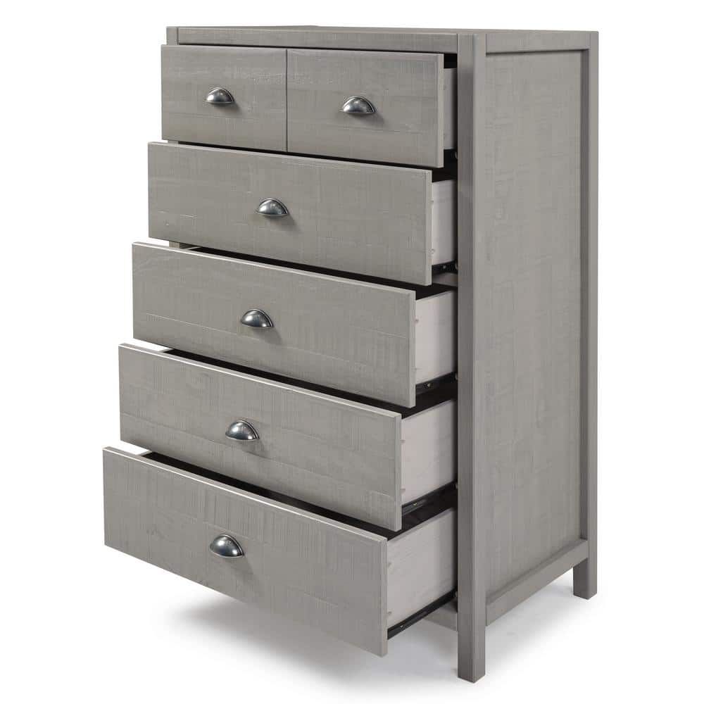 Hampton Driftwood Brown Pine Five Drawer Chest