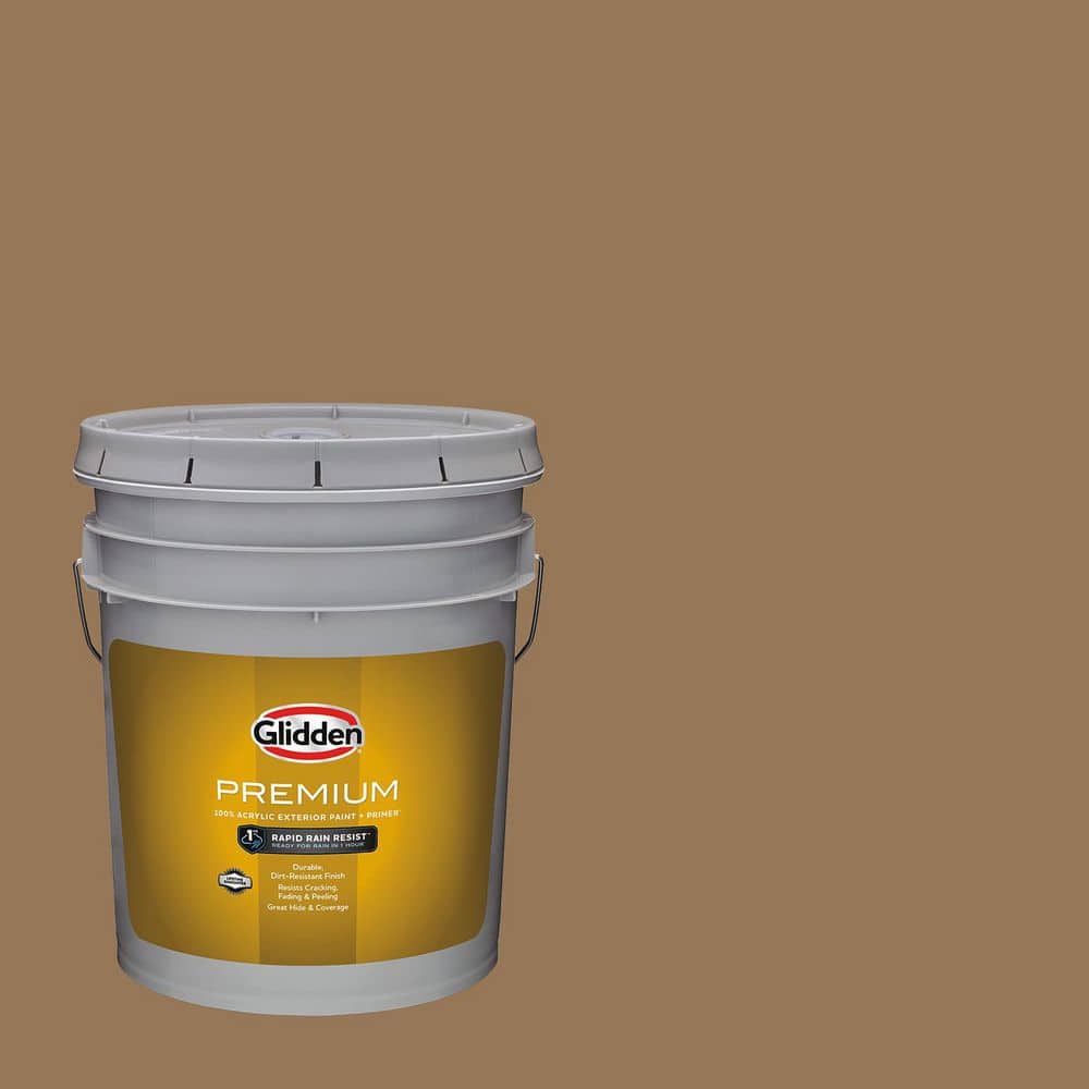 Glidden Premium - 5 gal. PPG1086-7 Cocoa Cupcake Flat Exterior Latex Paint
