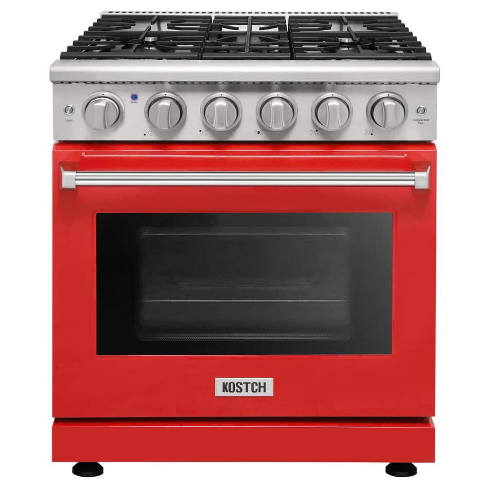 30 in. 5 Burners Freestanding Propane Gas Range in Stainless Steel with 4.55 cu. ft. Convection Oven and Red Oven Door price history on PriceWatchPro