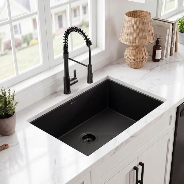 Union At las Proブラック　Sサイズ Glacier Bay 27 in. Undermount Single Bowl 18 Gauge Black Stainless