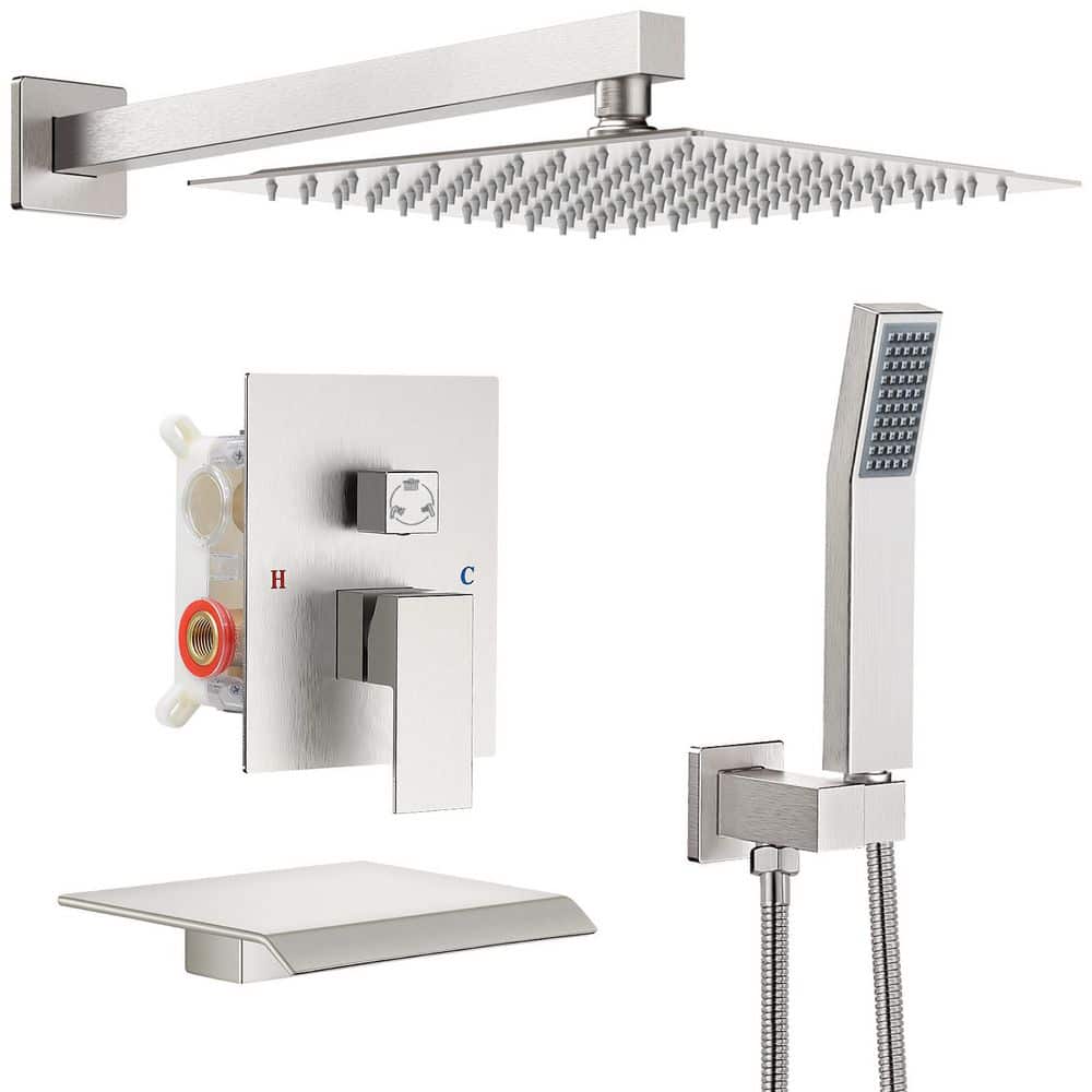 3-Spray Patterns with 2.5 GPM 12 in. Showerhead Wall Mounted Dual Shower Heads with Valve in Brushed Nickel price history on PriceWatchPro