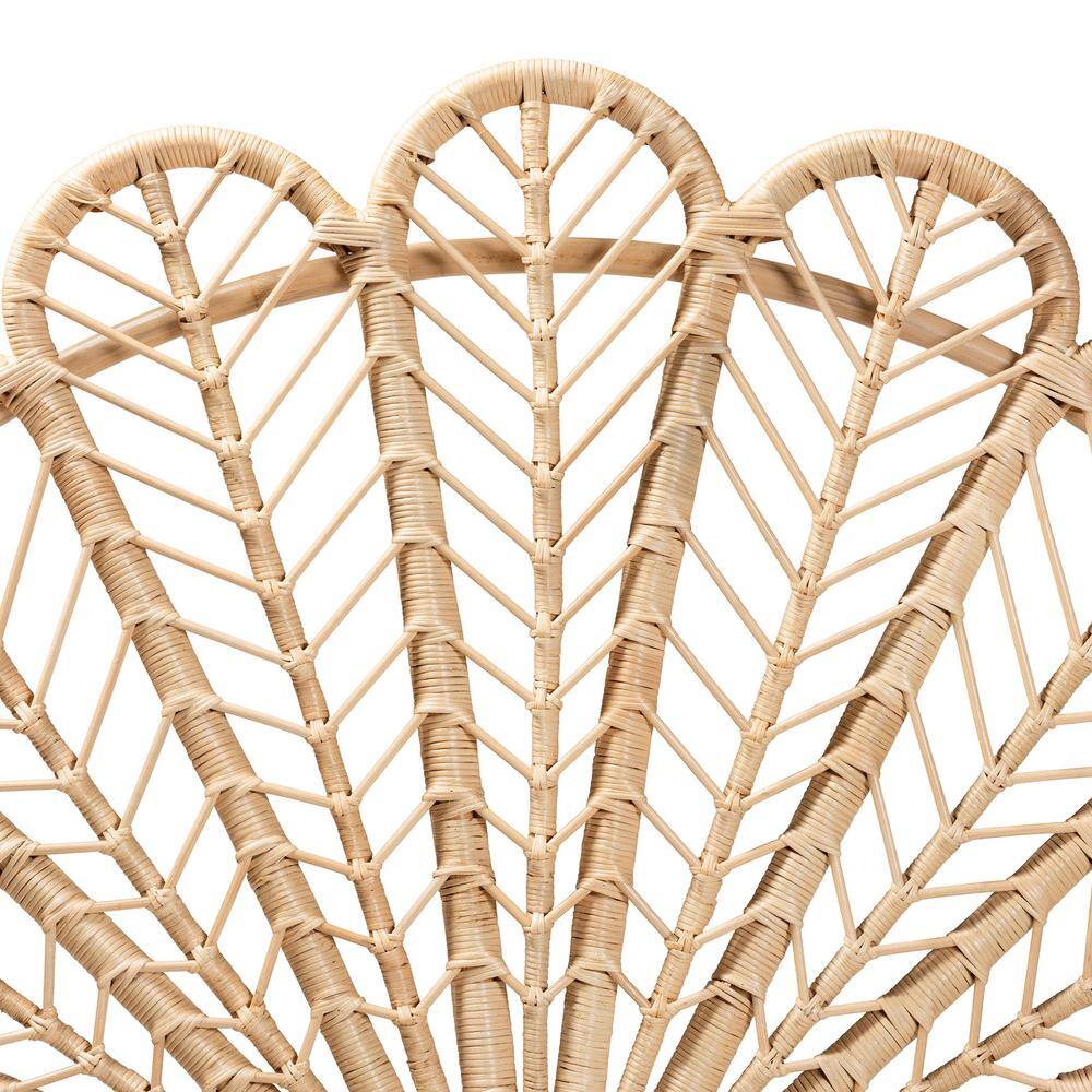 Natural Brown Rattan Queen Size Peacock Design Headboard