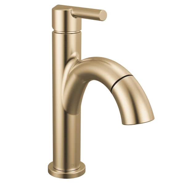 Delta Nicoli Gold Pull-Down Spout Single Handle Single Hole Bathroom Faucet Drain Kit Included in Champagne Bronze