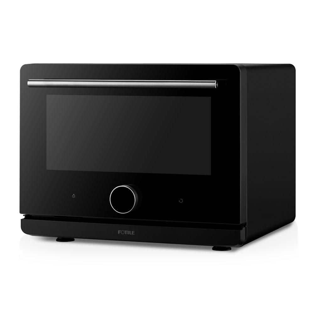 ChefCubi 1800W 6-Slice Black Countertop Toaster Oven with 8-Modes, 50-Presets, True Convection and Steam Bake