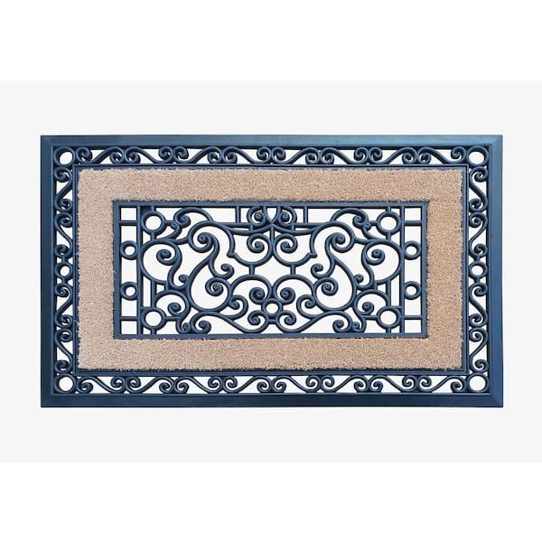 Unbranded A1HC First Impression Sterling 23 in. x 35 in. Rubber and Coir Non-Slip Outdoor Door Mat