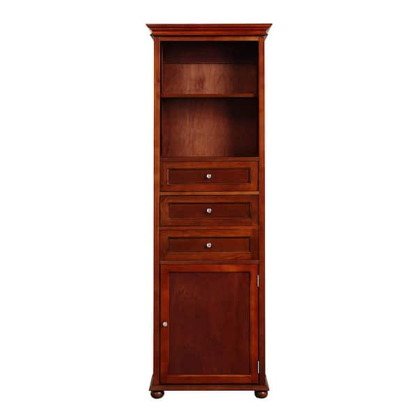 Home Decorators Collection Hampton Harbor 22 in. W x 10 in. D x 68 in. H Brown Freestanding Linen Cabinet