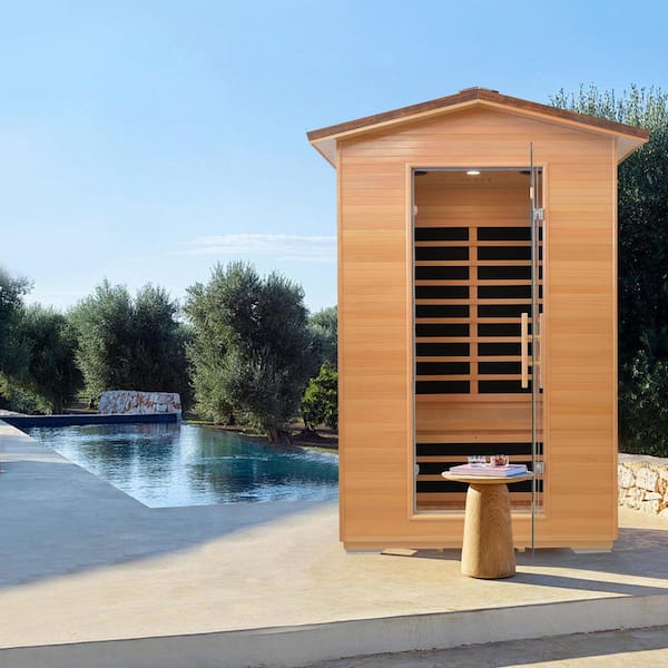 Hemlock 2-Person Far Infrared Sauna with 8 Heating Panels Key Control Bluetooth Audio and LED Lighting