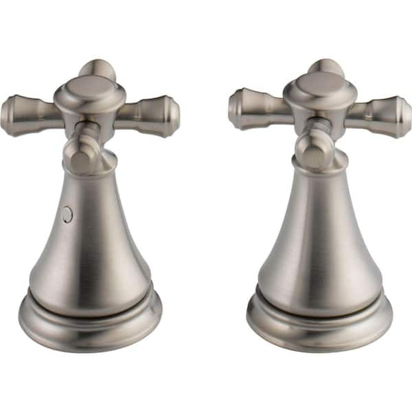 Delta Pair of Cassidy Metal Cross Handles for Bathroom Faucet in Stainless