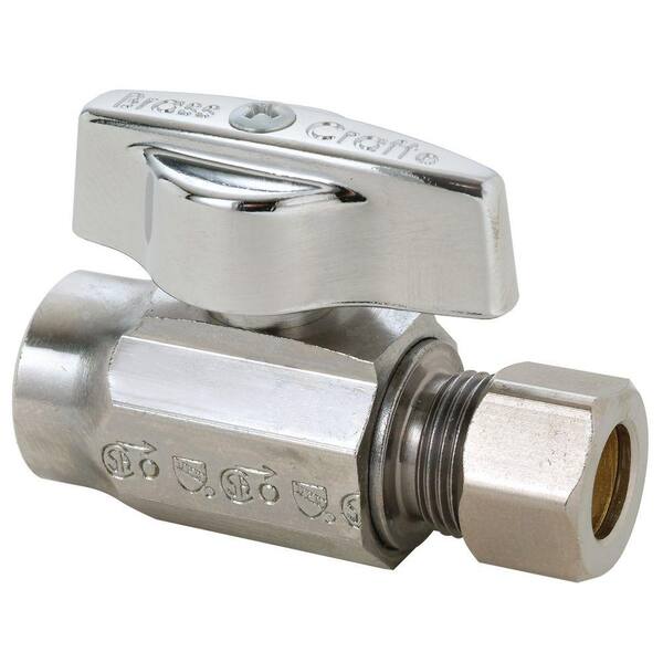 BrassCraft 1/2 in. Nominal Sweat Inlet x 3/8 in. O.D. Compression Outlet Brass 1/4-Turn Straight Ball Valve (5-Pack)