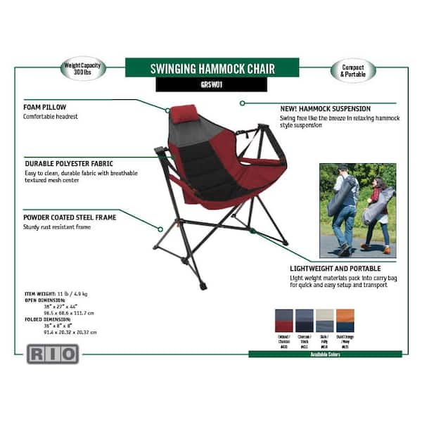 CAMP & GO Multi-Polyester Swinging Hammock Chair GRSW01-434-1