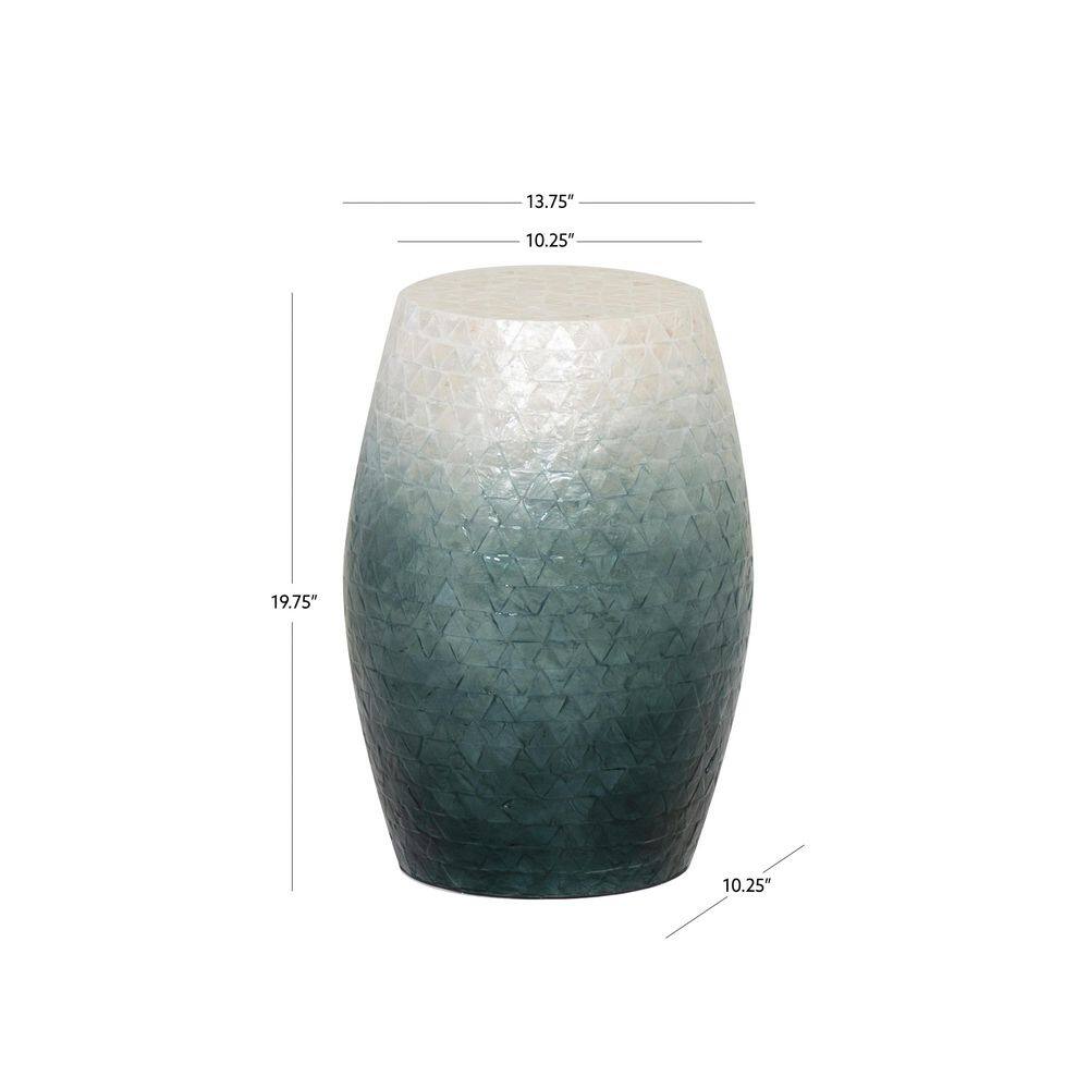Jaynie 13.75 in. Ivory and Blue Drum Capiz Shell Accent End Table - thumbnail 6