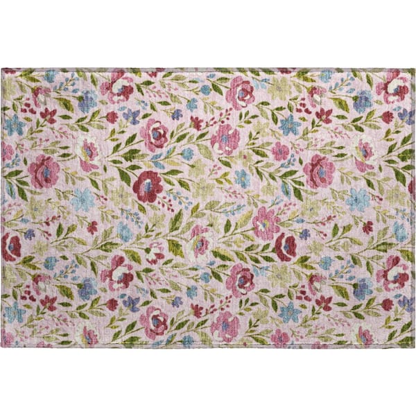 Mayfield Premium Machine Washable Abstract AMF2438 Pink 2 ft. x 3 ft. Accent Rug
