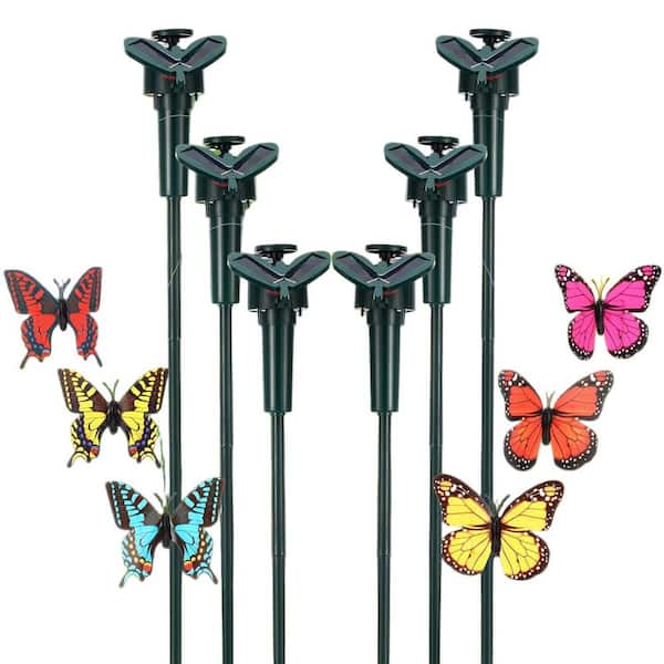 6-Pack Solar Flying Butterflies Decor-Moving Fluttering Waterproof Garden Stakes for Yard/Pathway/Landscape