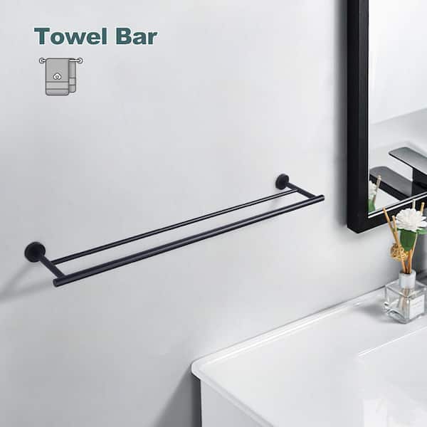 36 in. Wall Mounted Towel Bar Hardware Accessory in Matte Black