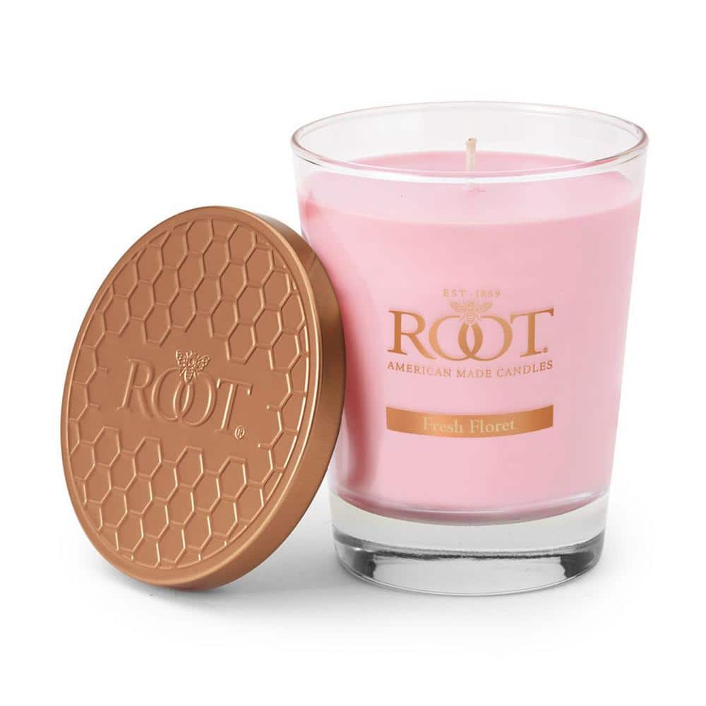 Root Fresh Floret Pink Beeswax Blend Candle in Glass Jar