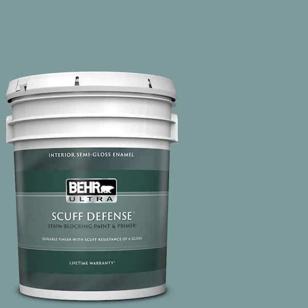 BEHR ULTRA 5 gal. #PMD-35 Blue Agave Extra Durable Semi-Gloss Enamel Interior Paint & Primer