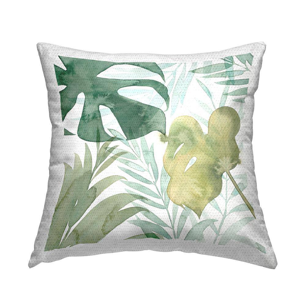 Layered Green Tropical Leaves Green Square Outdoor Throw Pillow price history on PriceWatchPro