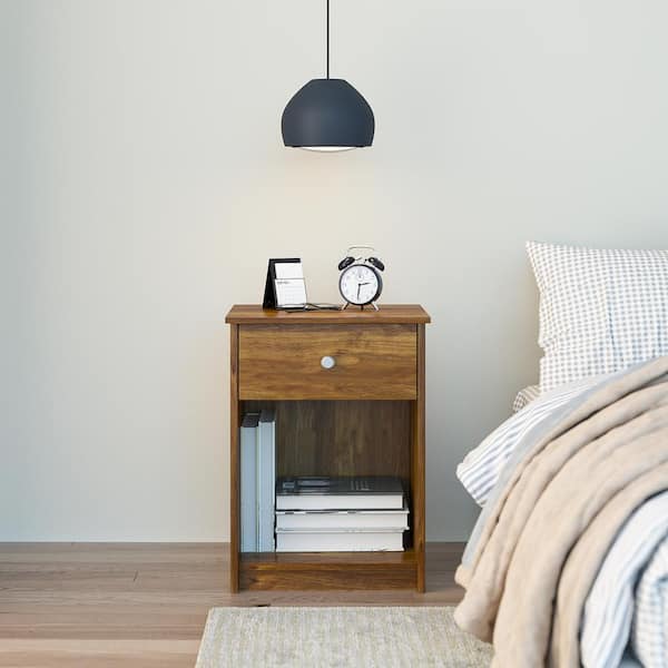 Ameriwood Home Ellery Nightstand with Drawer Brown Oak