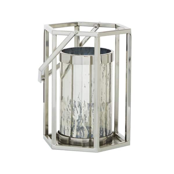 Litton Lane Silver Contemporary Candle Stainless Steel Lantern