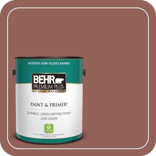 BEHR PREMIUM PLUS 1 gal. #ICC-73 Brick Hearth Semi-Gloss Enamel Low Odor Interior Paint & Primer