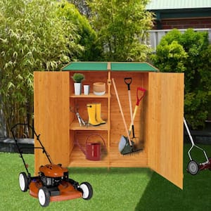 4.4 ft. W x 2 ft. D Wood Shed Outdoor Big Tool Storage Room with Flat Roof for Backyard Garden, Natural (8.8 sq.ft.)