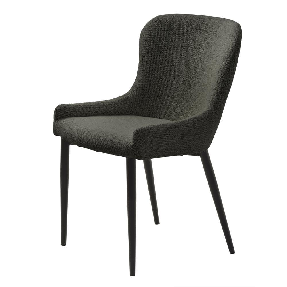 Brigitte Deep Grey Boucle Chairs with Black Steel Legs (set of 2)